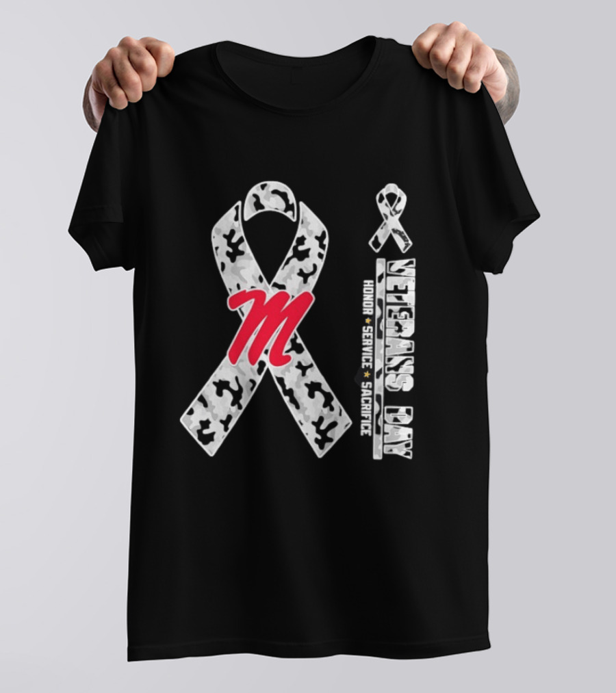 Ole Miss Rebels Veterans Day 2026 Camo Ribbon Honor Service Sacrifice T-Shirt