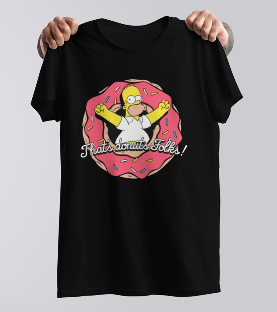 The Simpsons Looney Tunes Homer Simpson That's Donuts Folks Collaboration T-Shirt