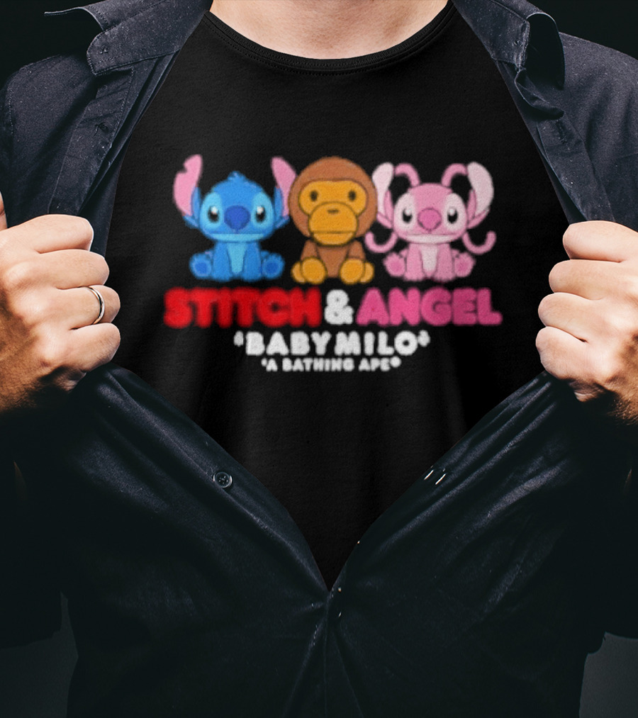 Bape X Disney Stitch Angel Baby Milo Collaboration 2026 T-Shirt