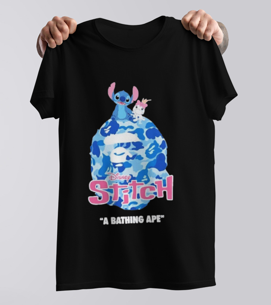 Disney Stitch A Bathing Ape Bape Camo Collaboration 2026 T-Shirt