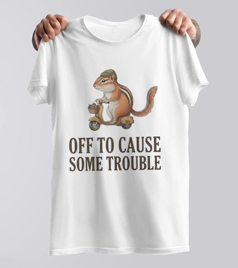 Chipmunk Riding A Scooter Off To Cause Some Trouble T-Shirt