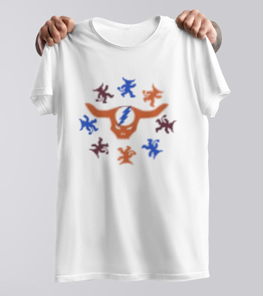Grateful Dead Texas Longhorn Skull With Colorful Stars T-Shirt