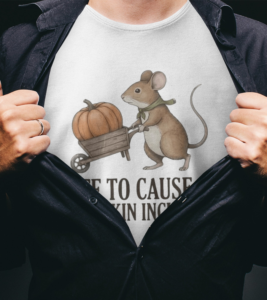 Off To Cause A Pumpkin Incident Mouse Autumn T-Shirt