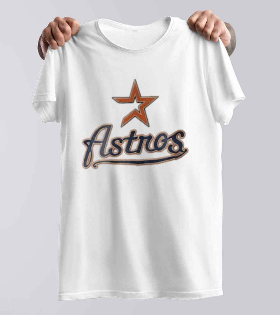 Houston Astros Orange Star Navy Script T-Shirt