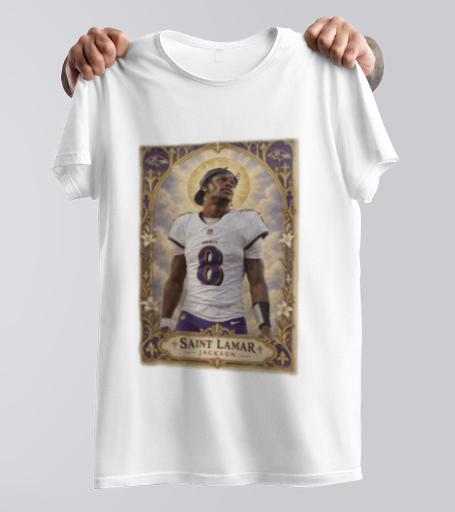 Saint Lamar Jackson Baltimore Ravens 8 Football Jersey Halo T-Shirt