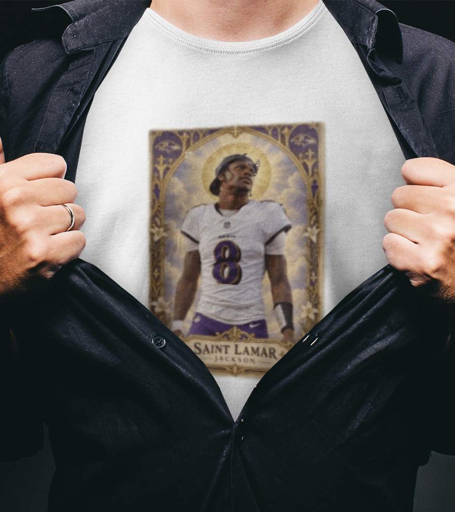 Saint Lamar Jackson Baltimore Ravens 8 Football Jersey Halo T-Shirt