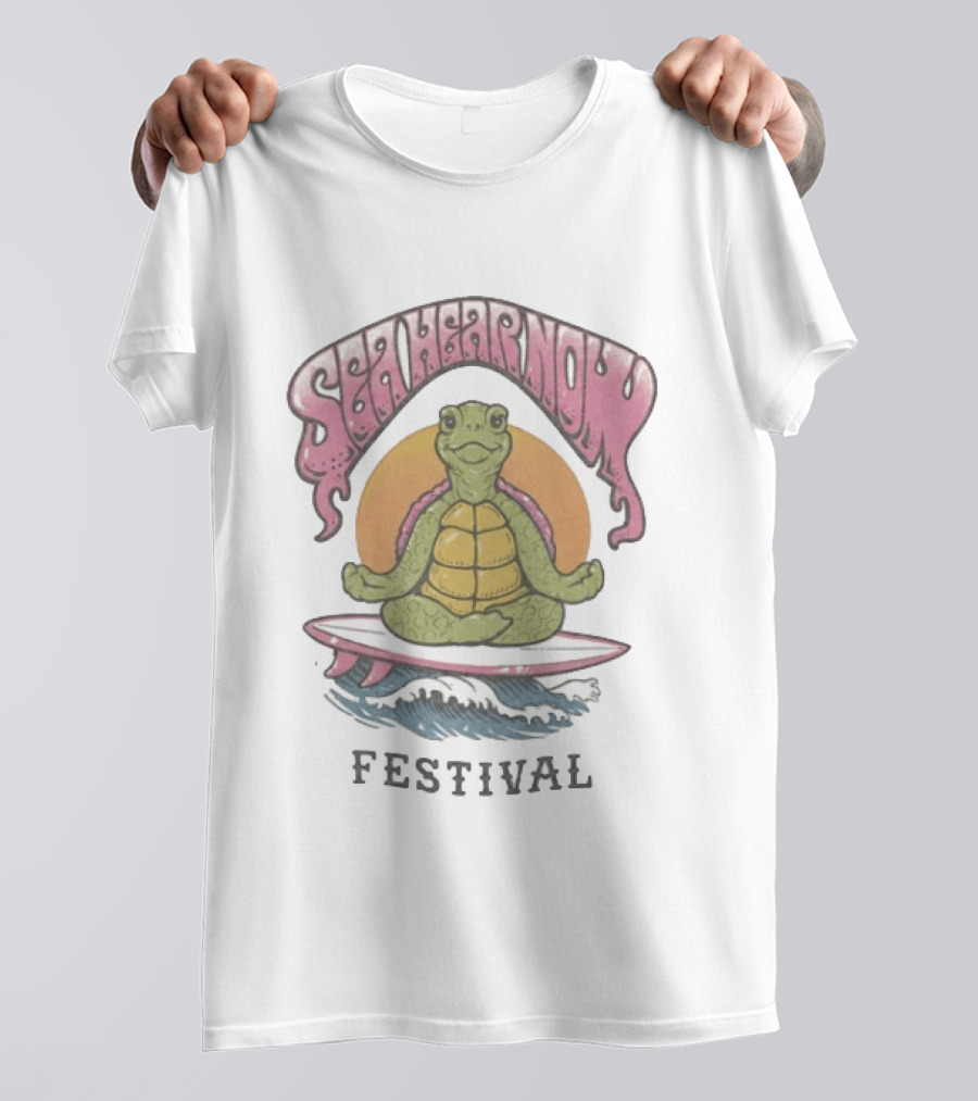 Sea Hear Now Festival September 19 & 20 2026 Asbury Park New Jersey Turtle Surfing Waves T-Shirt