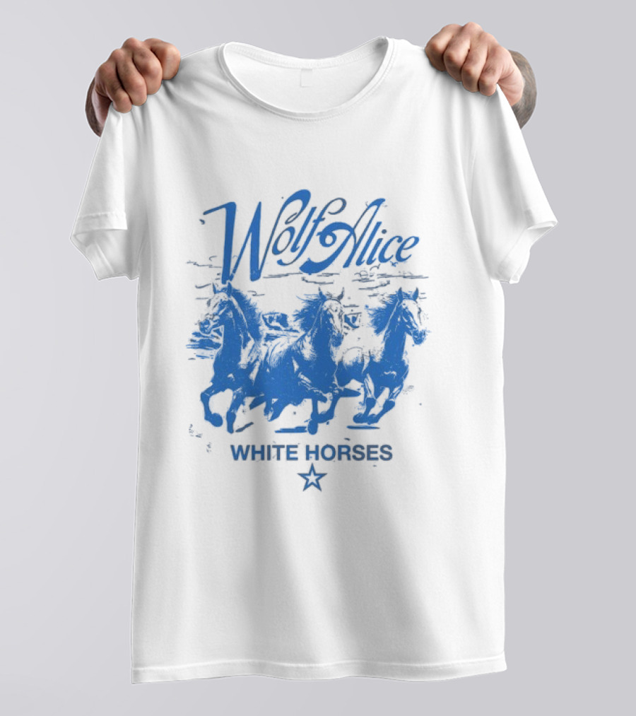 Wolf Alice Blue White Horses Star T-Shirt