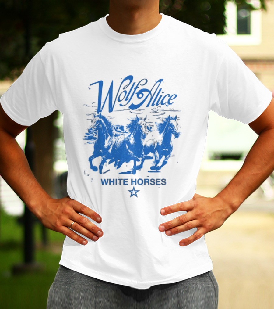 Wolf Alice Blue White Horses Star T-Shirt