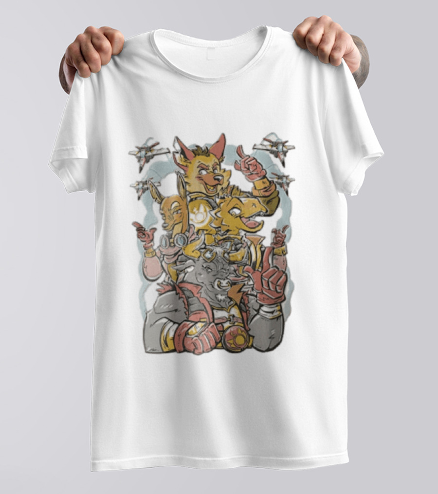 Star Fox Team Characters Thumbs Up Fighter Jets Gaming Adventure T-Shirt