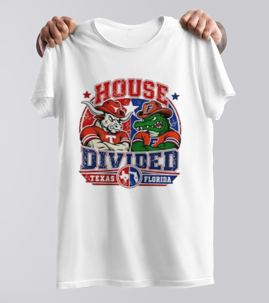 House Divided Texas Florida Longhorns Gators Rivalry Football T-Shirt