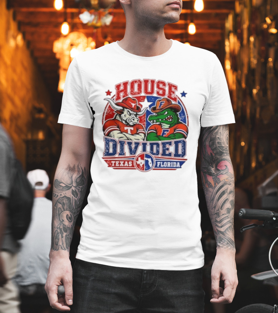 House Divided Texas Florida Longhorns Gators Rivalry Football T-Shirt