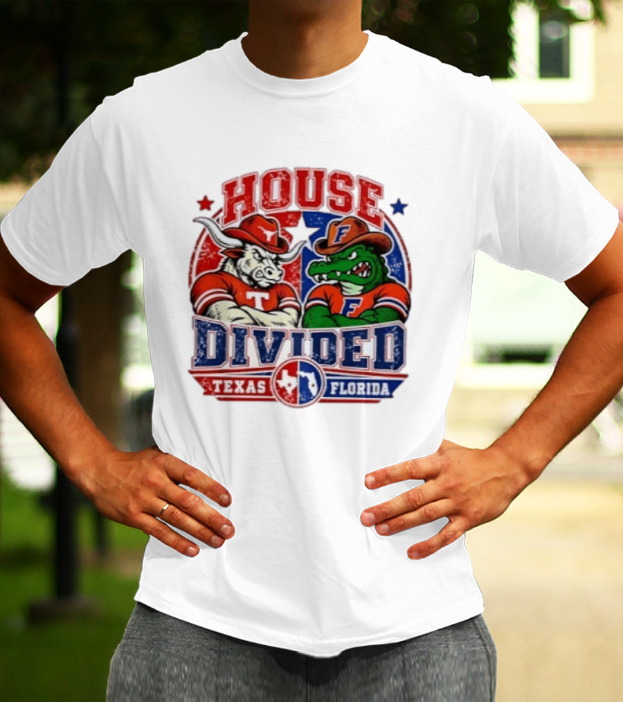 House Divided Texas Florida Longhorns Gators Rivalry Football T-Shirt
