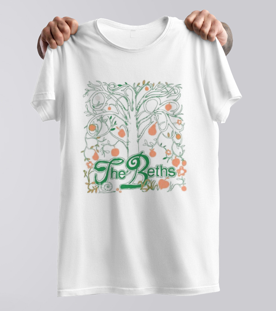 The Beths Fruit Tree Art Green Orange T-Shirt
