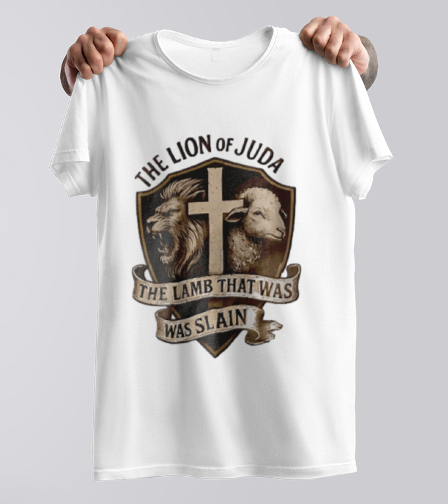 The Lion Of Judah Shield Cross The Lamb That Was Slain T-Shirt