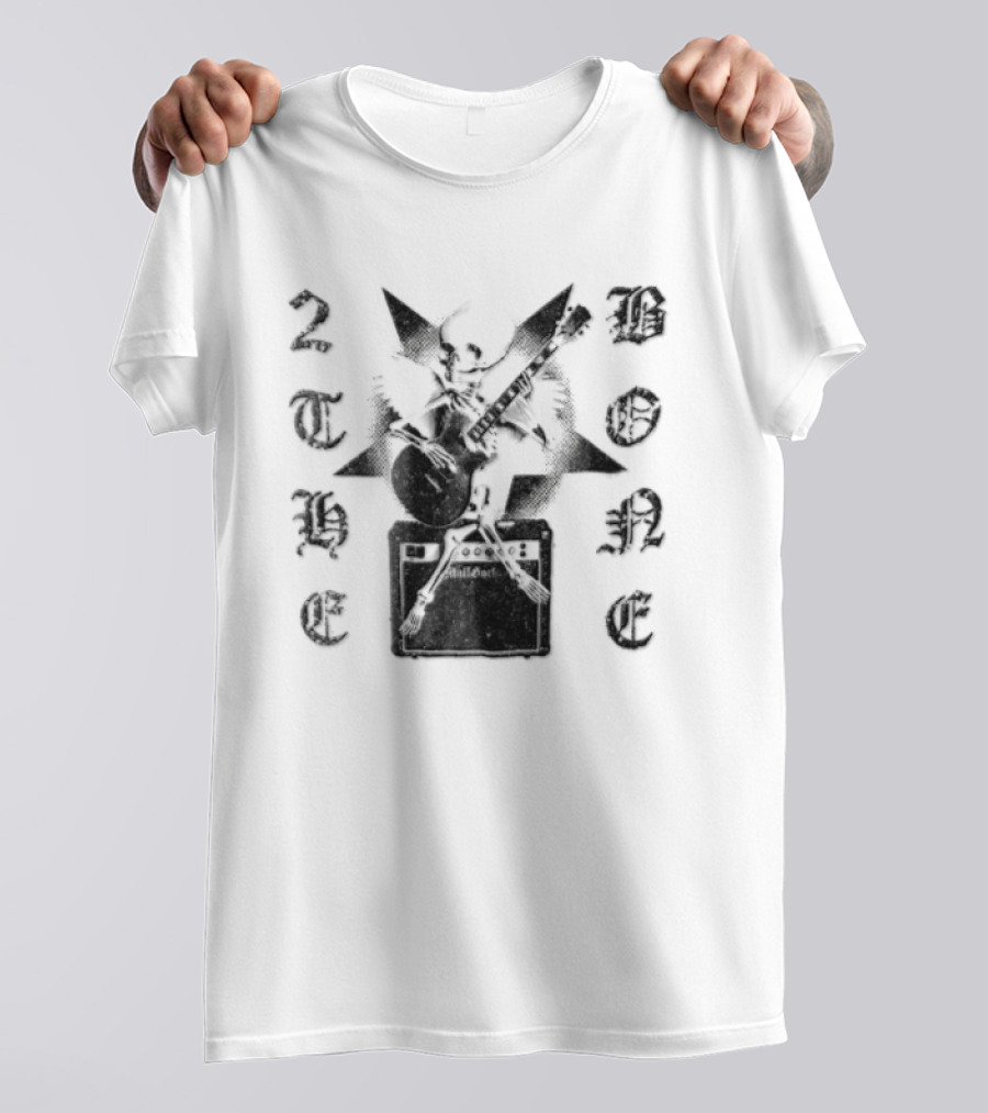 To The Bone Winged Skeleton Playing Guitar On Amplifier T-Shirt