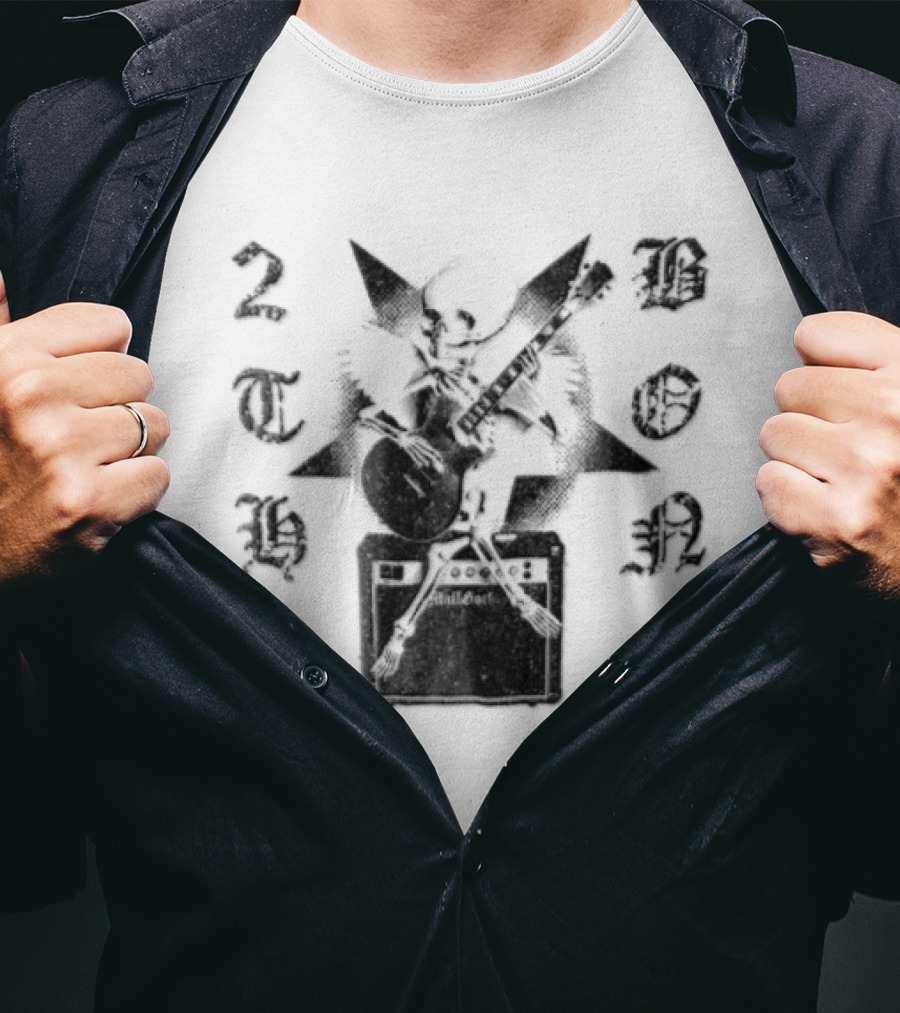 To The Bone Winged Skeleton Playing Guitar On Amplifier T-Shirt