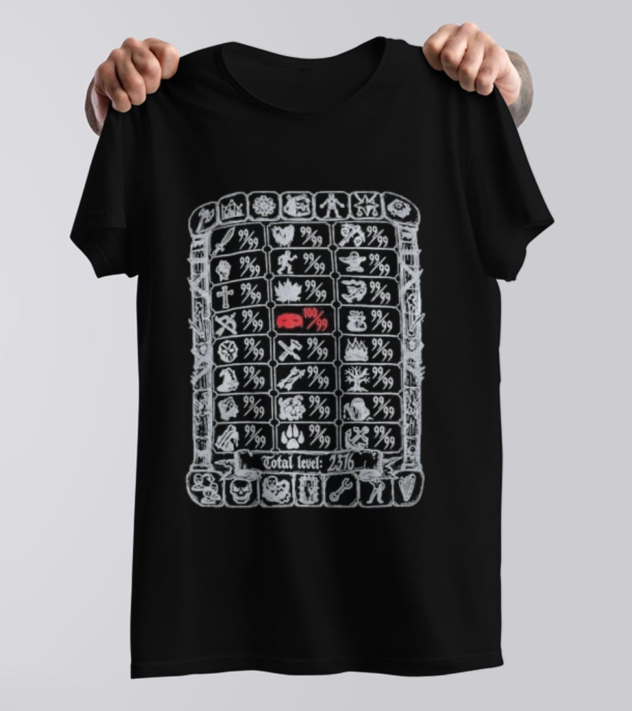 100 Thieves Old School RuneScape Skill Icons Total Level 2376 T-Shirt