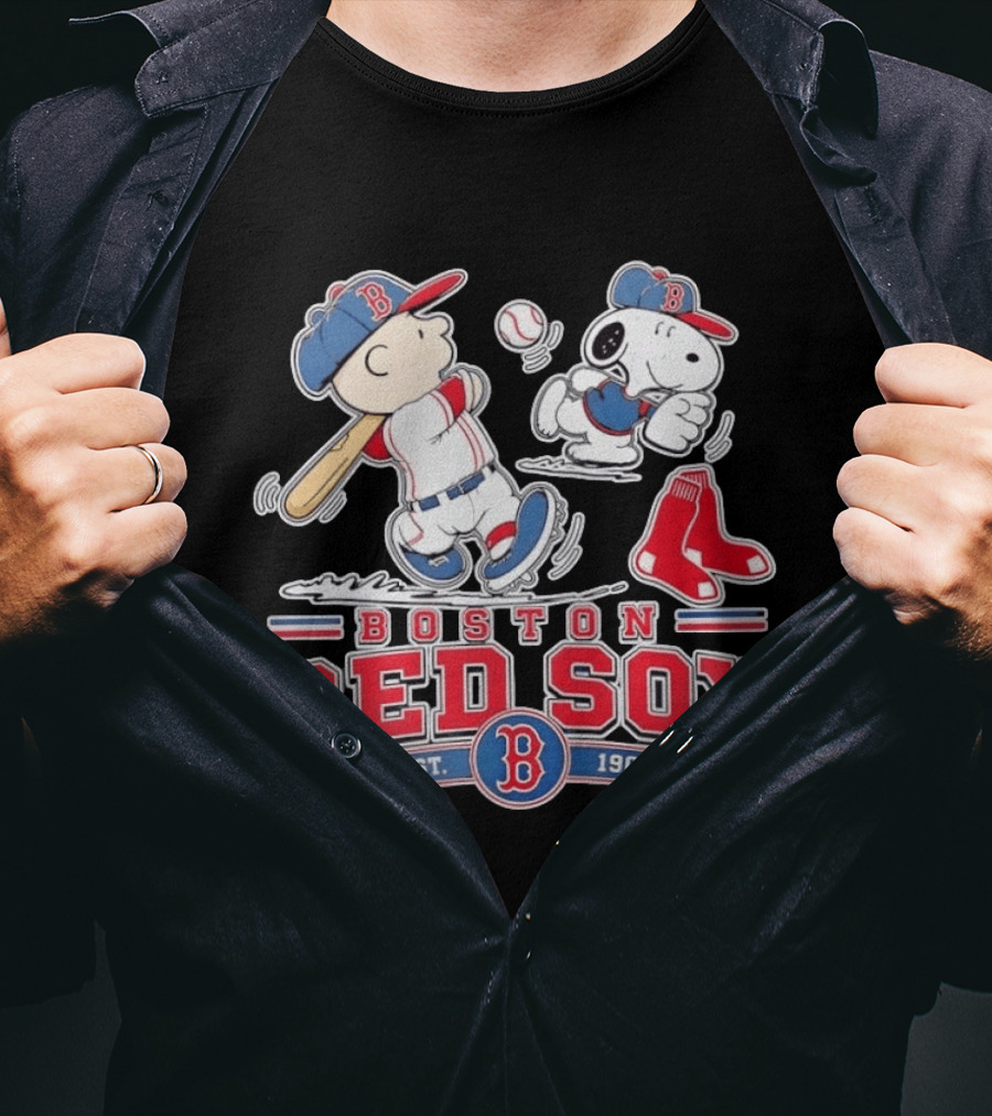 Charlie Brown And Snoopy Boston Red Sox Est 1901 Baseball Peanuts T-Shirt