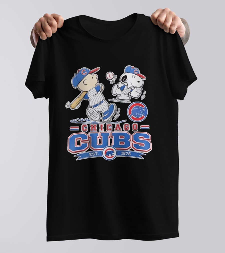 Peanuts Charlie Brown Snoopy Chicago Cubs Baseball Est 1876 T-Shirt