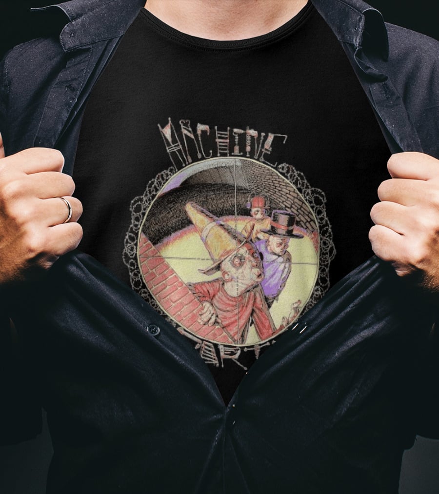 Machine Party Heads Up Comic Style Characters Retro Scene T-Shirt