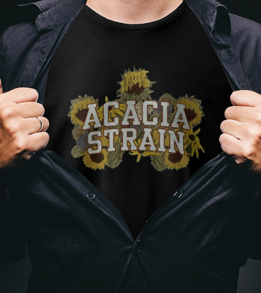 Acacia Strain Autumn Floral Sunflowers Yellow Black Brown T-Shirt