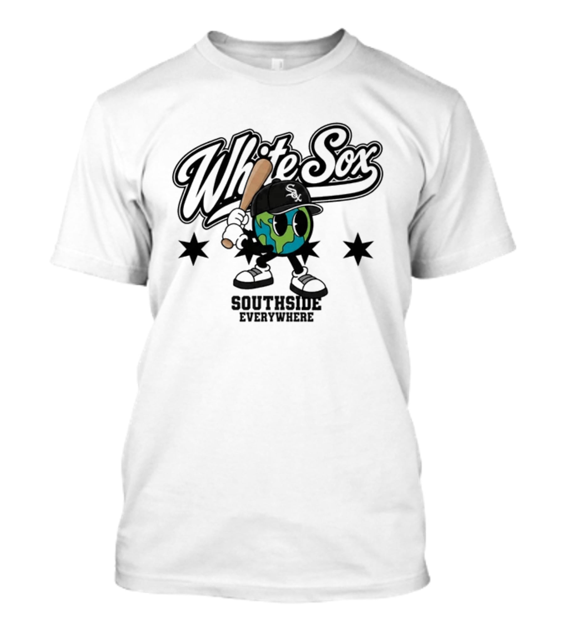White Sox Southside Everywhere 2026 Baseball Player Earth T-Shirt