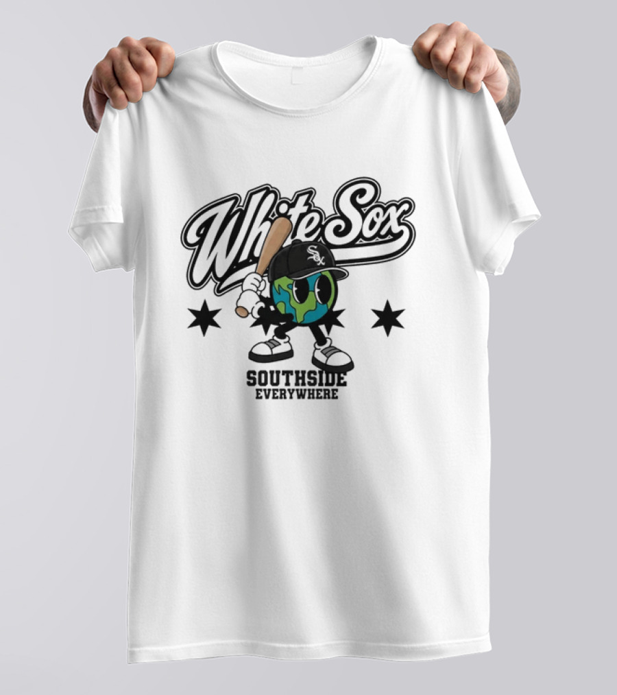 White Sox Southside Everywhere 2026 Baseball Player Earth T-Shirt