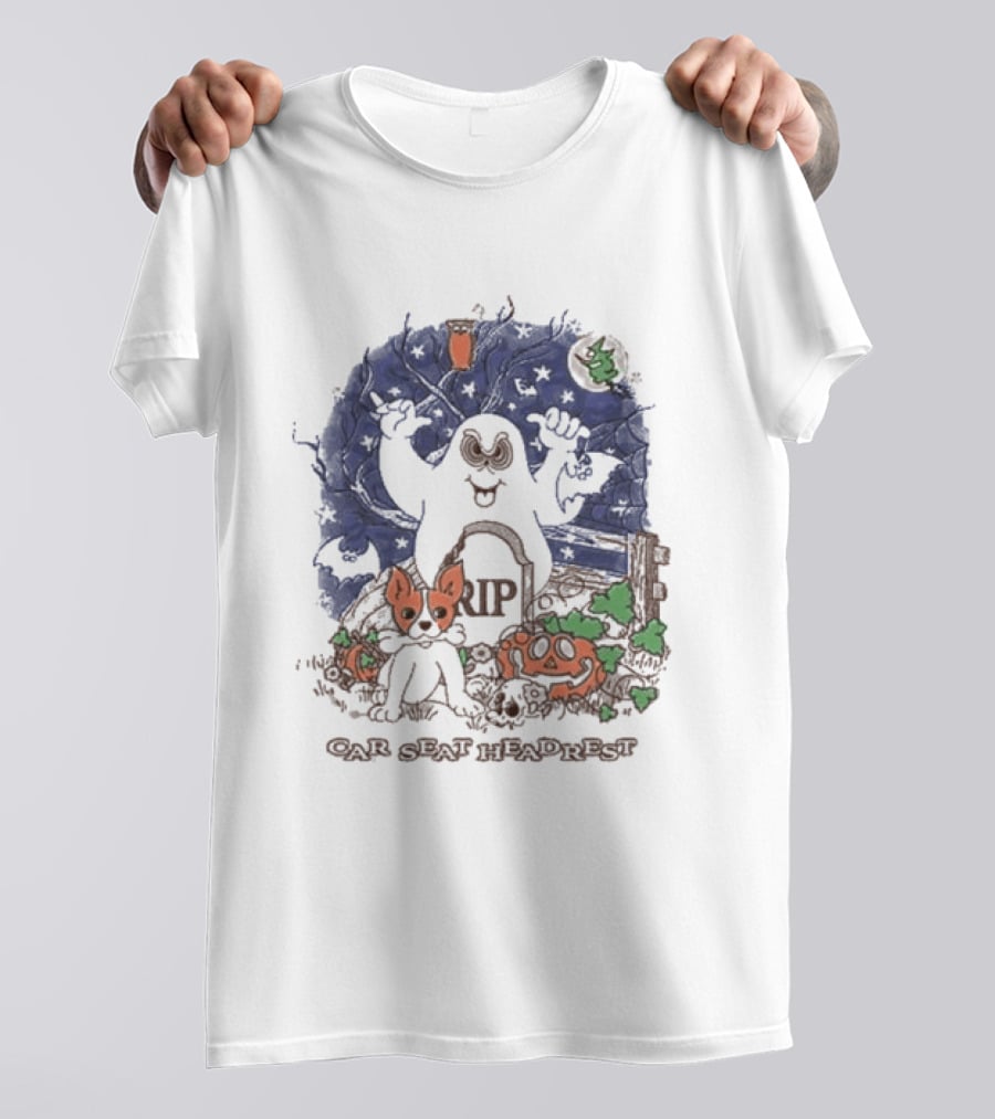 Car Seat Headrest Halloween Ghost Cat Pumpkin 2026 T-Shirt