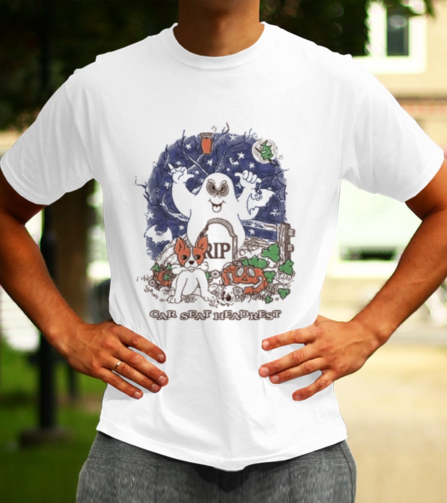 Car Seat Headrest Halloween Ghost Cat Pumpkin 2026 T-Shirt