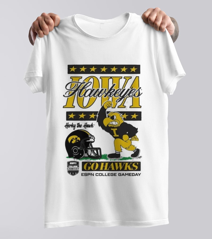 Iowa Hawkeyes Herky The Hawk Go Hawks ESPN College Gameday T-Shirt
