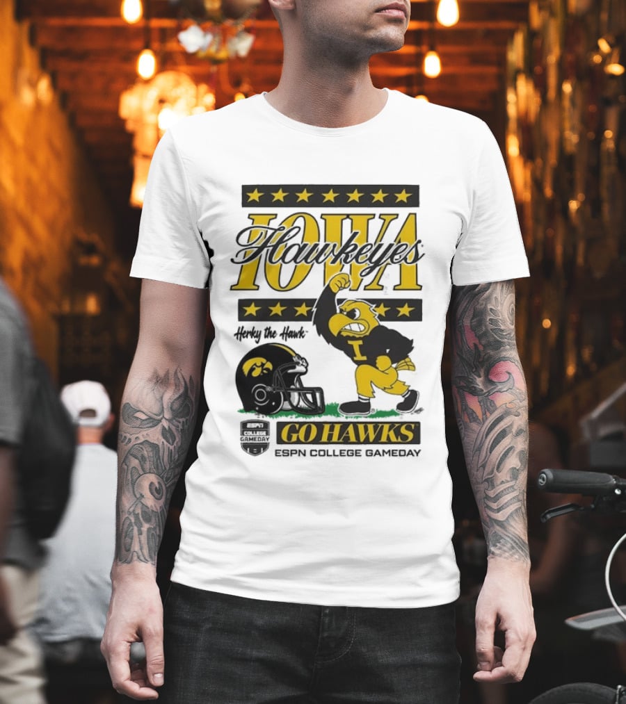 Iowa Hawkeyes Herky The Hawk Go Hawks ESPN College Gameday T-Shirt