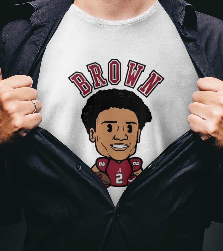 NCAA Football Alabama Crimson Tide Number 2 Brown Caricature T-Shirt