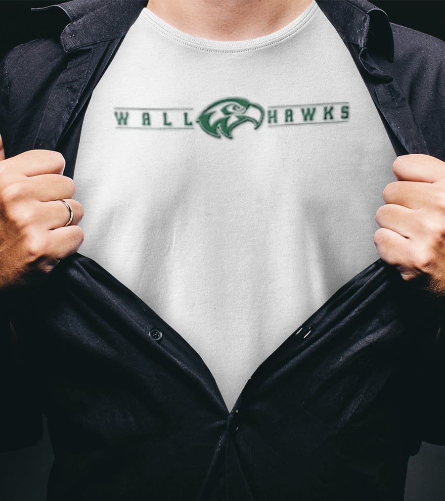 Wall Hawks Green Hawk Head Between The Words T-Shirt