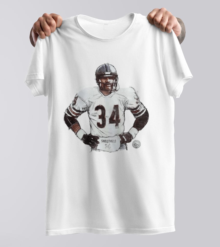 Walter Payton 34 Chicago Bears Sweetness Sketch Football Legend T-Shirt