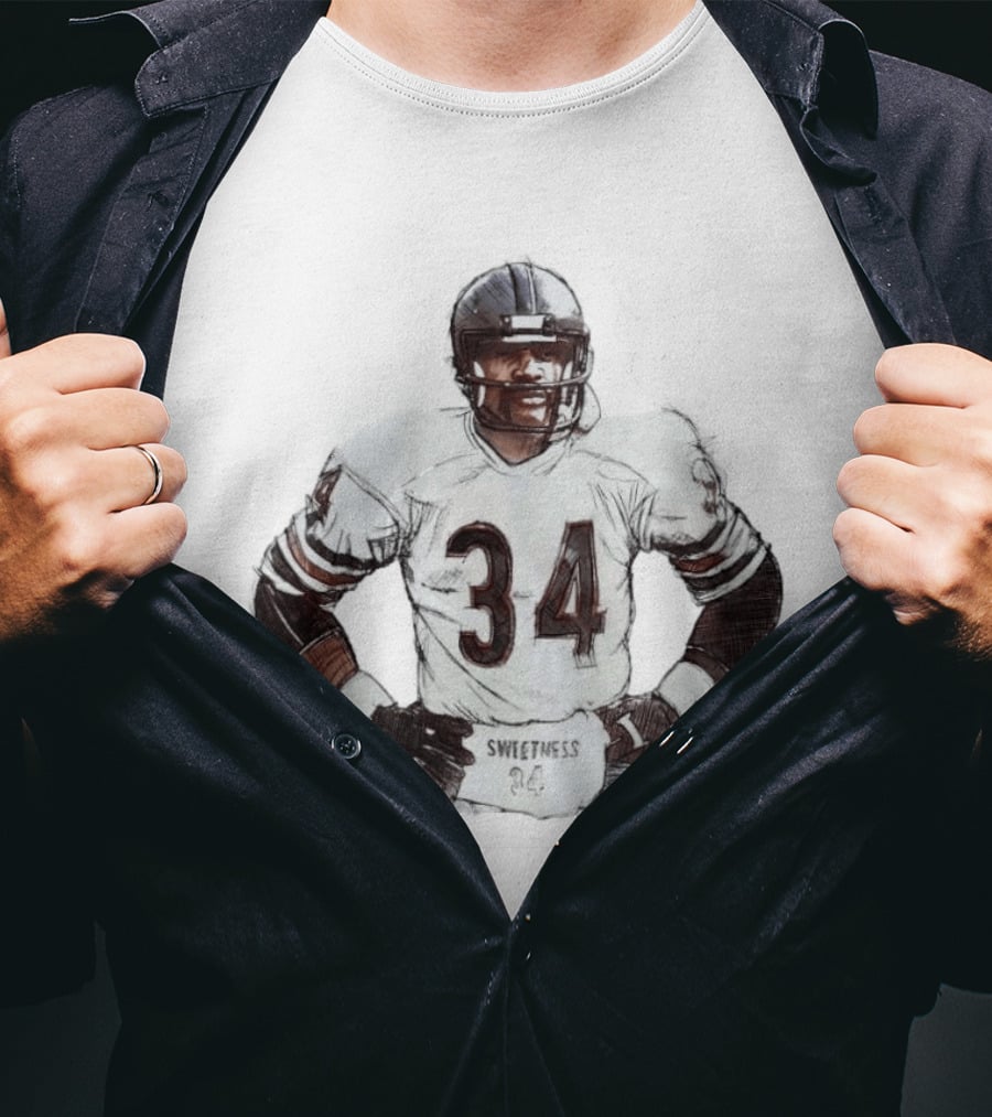 Walter Payton 34 Chicago Bears Sweetness Sketch Football Legend T-Shirt