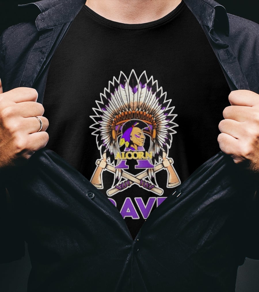Alcorn State Braves 2026 Native Heritage Feathered Headdress And Axes T-Shirt