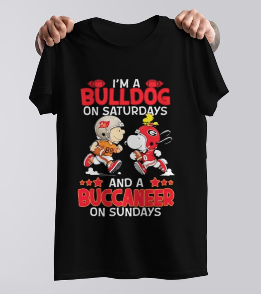 Snoopy And Peanuts Football Bulldog Saturdays Buccaneer Sundays Charlie Brown Fan T-Shirt