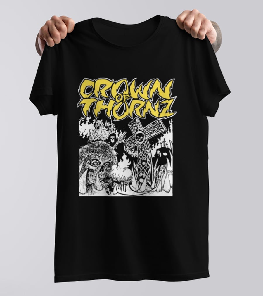 Crown Of Thornz Beyond Human Store No Remorse Graphic Text Cross T-Shirt