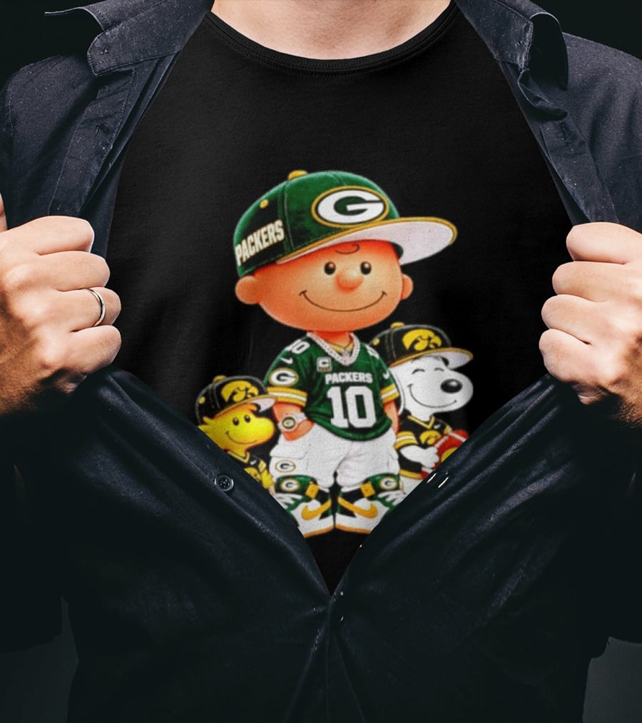 Charlie Brown Snoopy Woodstock Green Bay Packers 10 Jersey Football Fan T-Shirt
