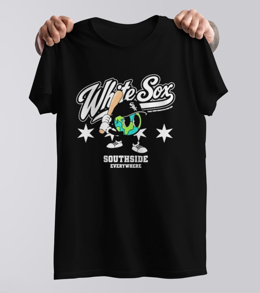White Sox Southside Everywhere Globe With Stars And Bat T-Shirt