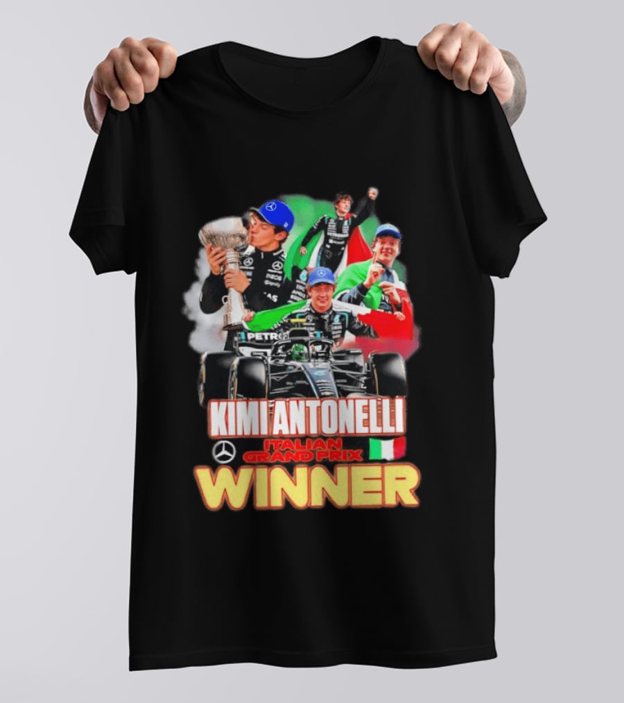 Kimi Antonelli Italian Grand Prix Winner Mercedes Racing Celebration T-Shirt