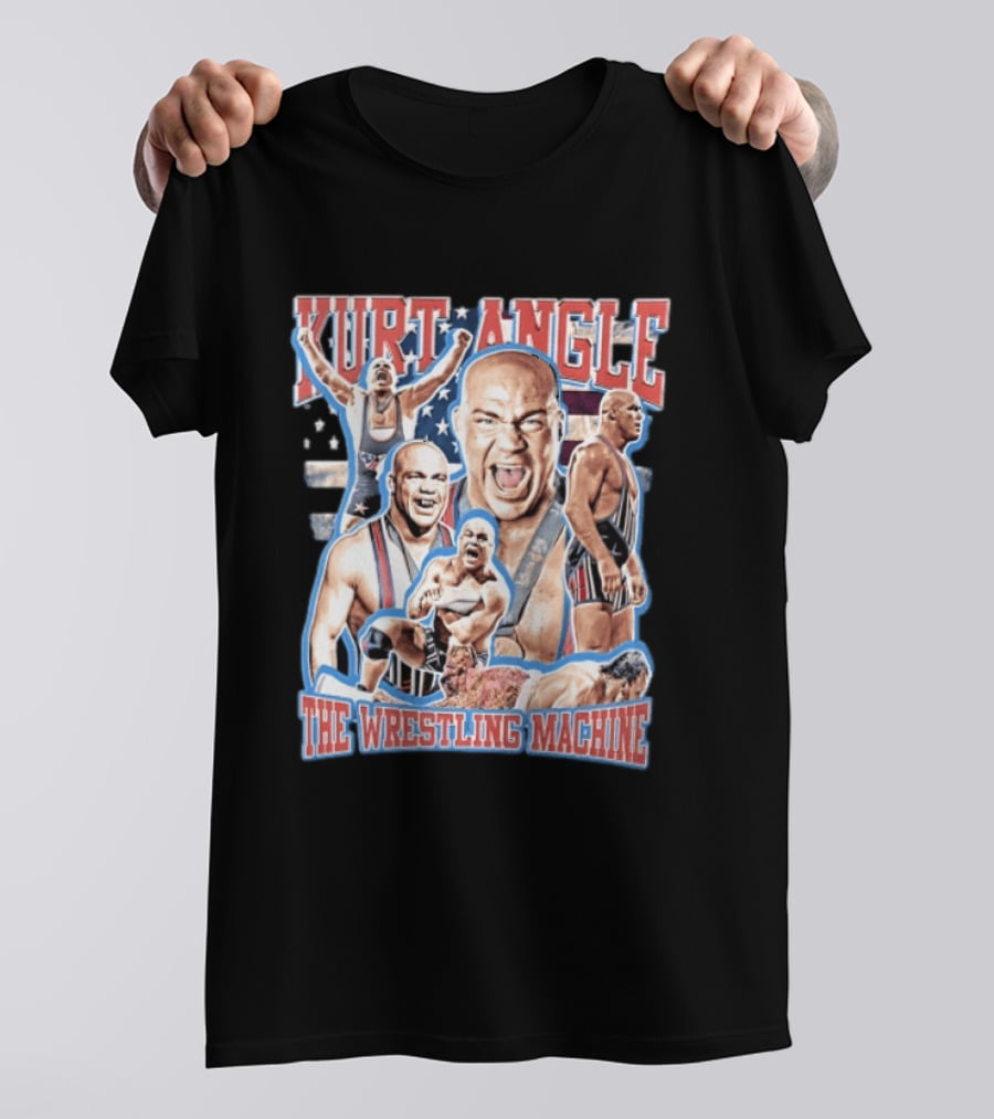 Kurt Angle The Wrestling Machine Bald Wrestler In Singlet Multiple Images T-Shirt