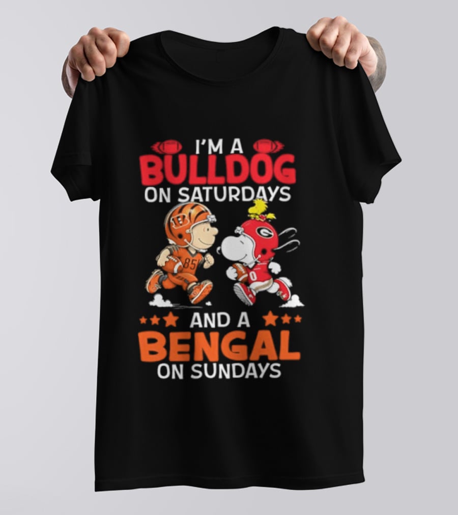 I'm A Bulldog On Saturdays And A Bengal On Sundays Snoopy Charlie Brown T-Shirt