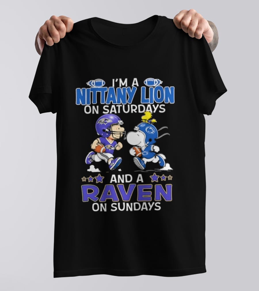 I'm A Nittany Lion On Saturdays And A Raven On Sundays Snoopy And Charlie Brown T-Shirt