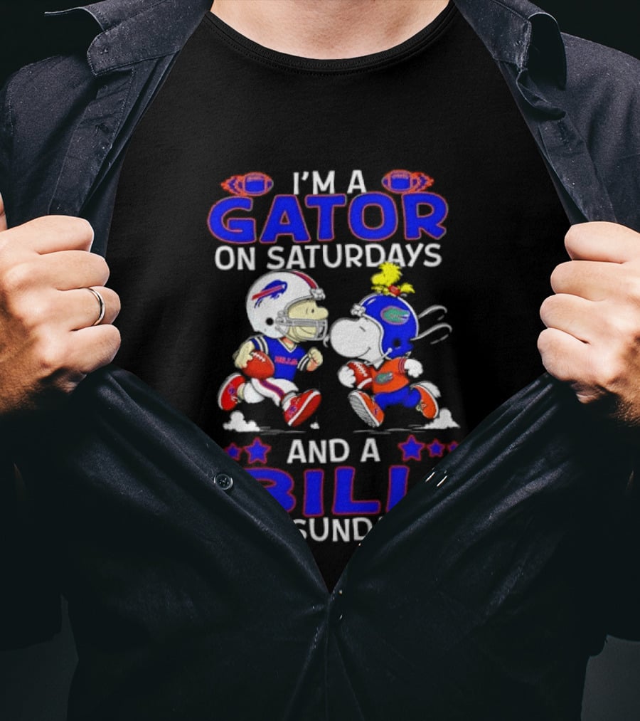 I'm A Gator On Saturdays And A Bill On Sundays Snoopy Charlie Brown Football T-Shirt