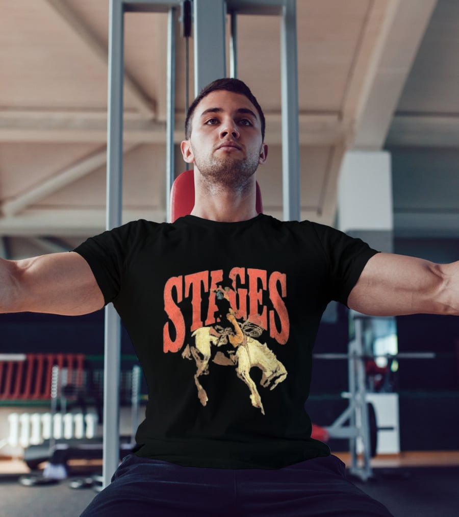 Stages Rodeo Cowboy And Horse Action T-Shirt