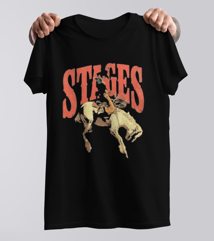 Stages Rodeo Cowboy And Horse Action T-Shirt