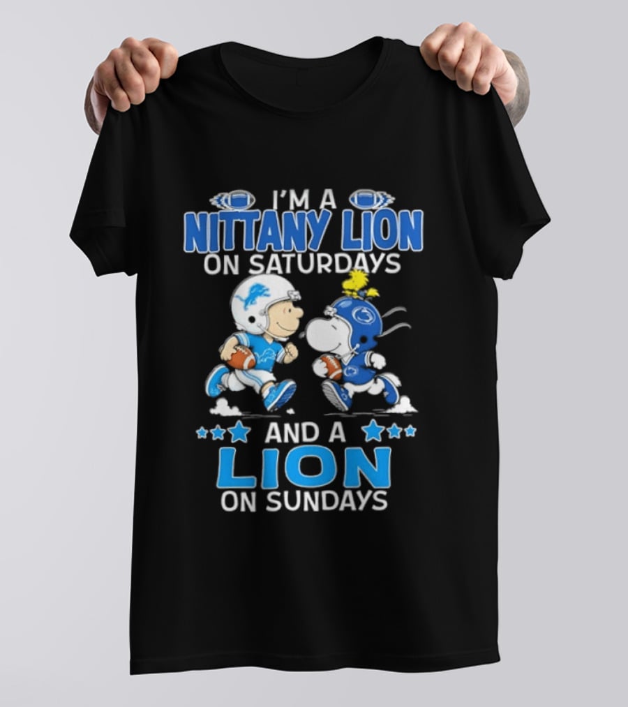 Peanuts Snoopy Charlie Brown Nittany Lion Saturdays Sundays Football T-Shirt