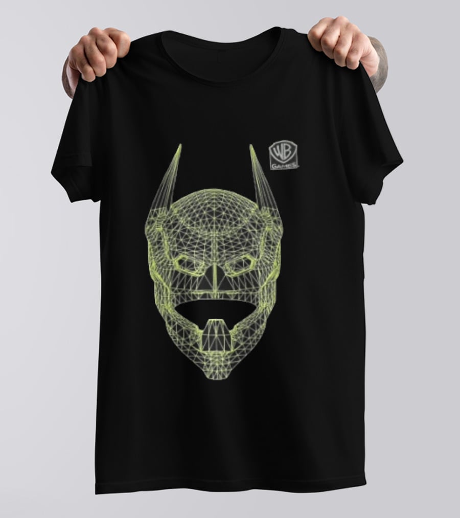 WB Games Neon Green Wireframe Batman Mask T-Shirt